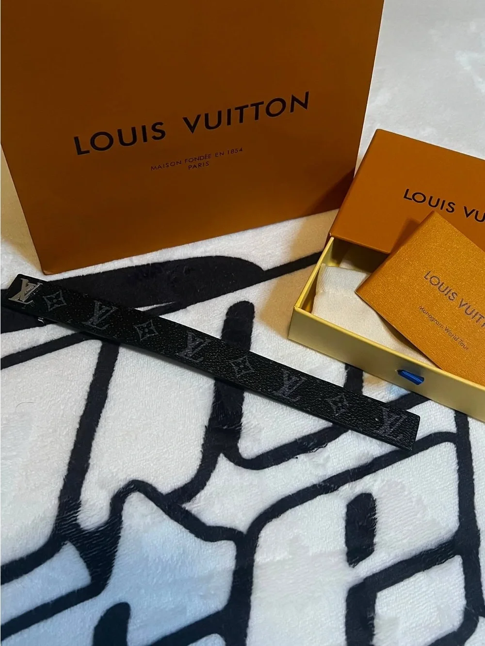 Louis Vuitton Black Monogram Leather Strap